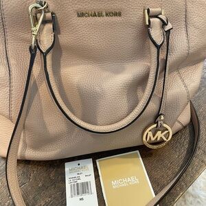 Michael Kors Ballet Pink Pebbled Leather Shoulder Bag with Gold Hardware